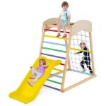Goplus station de jeux 4 en 1avec triangle descalade montessori charge 50kg pour enfants 1 an + (multicolore) ...