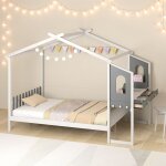 Goplus structure de lit 200x140cm avec bureau d?étude sur le côté et 2 tiroirs - aucun sommier nécessaire ... Goplus structure de lit 200x140cm avec bureau d?étude sur le côté et 2 tiroirs - aucun sommier nécessaire ...