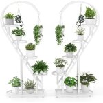 Goplus support pour plante � 5 niveaux en m�tal �tag�re en forme de c?ur avec 4 crochets plate - forme ...