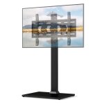 Goplus support tv en bois pour tlvisions de 32  70 pouces rglable en hauteur et pivotant charge 50 ...