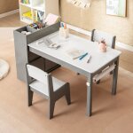 Goplus table dactivit�s et dart avec 2 chaises pour enfants - rouleau de papier - support - etag�res ...