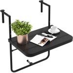 Goplus table de balcon suspendue pliable - 60x625x84c - réglable hauteur - charge de 30kg noir Goplus table de balcon suspendue pliable - 60x625x84c - réglable hauteur - charge de 30kg noir