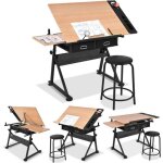 Goplus table  dessin inclinable avec tabourethauteur rglable 68 - 95. 5 cm plateau coulissant 2 grand ...