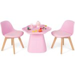 Goplus table enfant 3 - 8 ans avec 2 chaises - plateau concave - si�ge rembourr� - pieds en bois massif ...