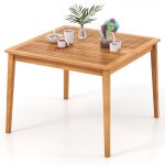 Table de jardin - goplus - 4 personnes - plateau carr� d. 100cm avec trou pour parasol en bois dacacia ...
