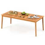Table de jardin - goplus - 8 personnes - plateau 200x90cm avec trou pour parasol en bois dacacia certifi ...