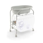 Goplus table  langer bb 0 - 12 mois avec baignoire 20l - roulant et pliable avec espace de rangement ...