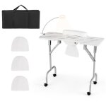 Goplus table de manucure portable pliable collecteur de poussire lampe led coussin de poignet roues ...