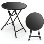 Goplus table pliante jardin ronde 59x67cm charge 50kg - table dappoint extrieur - plateau en verre tremp ...