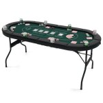Goplus table de poker pour 8 joueurs table de jeu pliable de 182 cm 8 porte - gobelets en mtal table ...