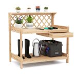 Goplus table de rempotage de jardin avec treillis�tag�res et tiroir de rangement 90x59x88cmtable pour ...