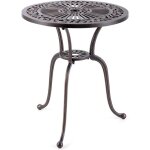 Goplustablerondedejardind. 61x71cmenfontedaluminiumavectroupourparasol - charge40kg pourjardin ...
