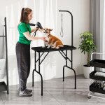 Goplus table de toilettage professionnelle pour chiens cadre m�tallique r�glable en hauteur id�ale pour ...
