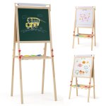 Goplus tableau enfants double facehauteur r�glabletableau blanc&noir magn�tiquerouleau de papier2 bacs ...