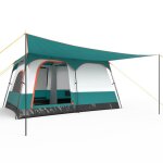 Goplus tente de camping familial avec auvent 2 chambres double toit amovible sac de transport pour randonn�e ...