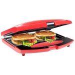 Gotoll appareil croque monsieur antiadhésive sandwich maker grill électrique presse panini - rouge Gotoll appareil croque monsieur antiadhésive sandwich maker grill électrique presse panini - rouge