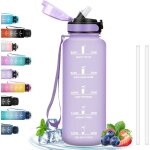 Gourde 15l gourde sport anti - fuite gourde avec paille facile � nettoyer gourde avec slogan de motivation ...