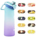 Gourde de 720 ml bouteille deau parfume avec 7 pods 0 sucre et tasse deau avec paille pour salle de ...