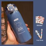 Gourde tasse thermos avec paille bouteille thermos de dessin anim + autocollant alatoire + corde de ...