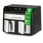 Gourmetmaxx friteuse à air chaud à double chambre 2x35l - minuteur 10 programmes - 2400 w - inox / noir ... Gourmetmaxx friteuse à air chaud à double chambre 2x35l - minuteur 10 programmes - 2400 w - inox / noir ...