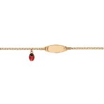 Gourmette bb en plaqu or avec plaque ovale et pampille coccinelle rouge 13 + 2cm