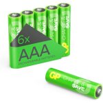 Piles rechargeables aaa nimh 650 mah - lot de 6 gp charge & save pr�charg�es longue dur�e - pour lampes ...