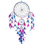 Grand attrape r�ve bleu roi rose violet dreamcatcher � perles & � plumes fait main capteur de r�ves multicolor ...