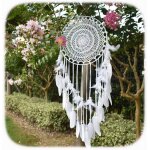 Grand attrape - r�ves boho en macram� � plumes blanches d�coration murale vintage pour mariage et maison ...