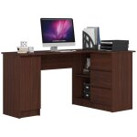 Grand bureau dangle akord droit b20 weng 155 cm 1 porte 3 tiroirs faade weng 4 tagres 155x85x77 ...