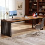 Grand bureau dordinateur de 180 cm avec structure en m�tal robuste - bureau gamingstation de travail ...