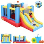Ch�teau gonflable avec toboggan 16x10ft - homdox - double toboggan souffleur paniers de basket & filet ...