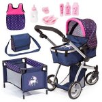 Grand ensemble de poussette de poupée, poussette combi milano, jogger Grand ensemble de poussette de poupée, poussette combi milano, jogger