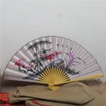 Type a - - - grand ventail pliant avec os de bambou 0. 5x0. 9m dcoration murale fleur de prunier chinois ...