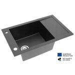 Grand �vier acart noir en granit premium - 1 bac avec �gouttoir et vidage inclus