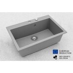 Grand vier asoize gris en granit premium - 1 bac sans gouttoir et vidage inclus