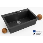 Grand vier asoize noir en granit premium - 1 bac sans gouttoir et vidage inclus