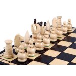 Jeu dechecs royal en bois de charme de grande taille (44 x 44cm) - ensemble complet