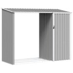 Grand maison &100366 abri � - bois de jardin chalet abri � - bois de jardin gris 245x98x159 cm acier ...