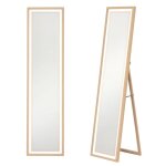 Grand miroir - homcom - �clairage led 3 couleurs - montage mural ou sur pied - rectangulaire - verre ...