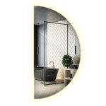 Magnifique grand miroir led demi - rond pour chambre 100cm - lumire neutre