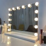 Grand miroir de maquillage �clair� avec 14 ampoules et 3 modes d�clairage miroir de coiffeuse pour chambre ...