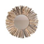Grand miroir rond en bois flott� �100cm
