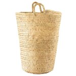 Grand panier en feuilles de palmier avec anse naturel 35x55 cm