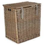Grand panier de pique - nique en osier de rangement antique wash vintner