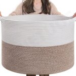 Grand panier rangement jouet panier linge sale enfant panier rangement salon corde de coton corbeille ...