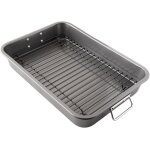 Grand plat  rtir antiadhsif avec grille de cuisson - plat four rectangulaire (41 x 29 cm) ultra rsistant ...