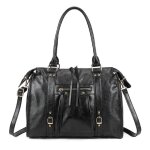 Grand sac cabas bowling iris� - sac � main avec bandouli�re format a4 - gallantry - noir (d�tails dor�s) ...