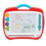 Grande ardoise magique avec stylo et 4 tampons magn�tiques formes g�om�triques poign�e de transport couleur ...