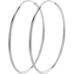 Grandes boucles doreilles croles en argent sterling 925 - pour femmes et filles - 80 mm
