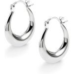 Grandes boucles doreilles croles en argent sterling 925boucles doreilles ovales paisses en argent 925 ...